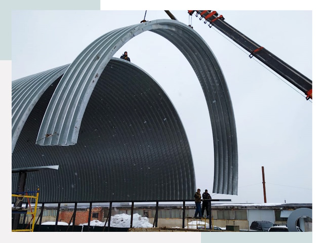 Полукруглые ангары в Бердске